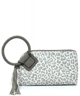 Fashion Cuff Handle Tassel Wristlet Clutch BP204 CHEETAH/GRAY